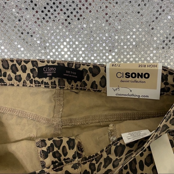 𝅺nwt CI SONO leopard Jeans Sz 7 skinny - Picture 5 of 6